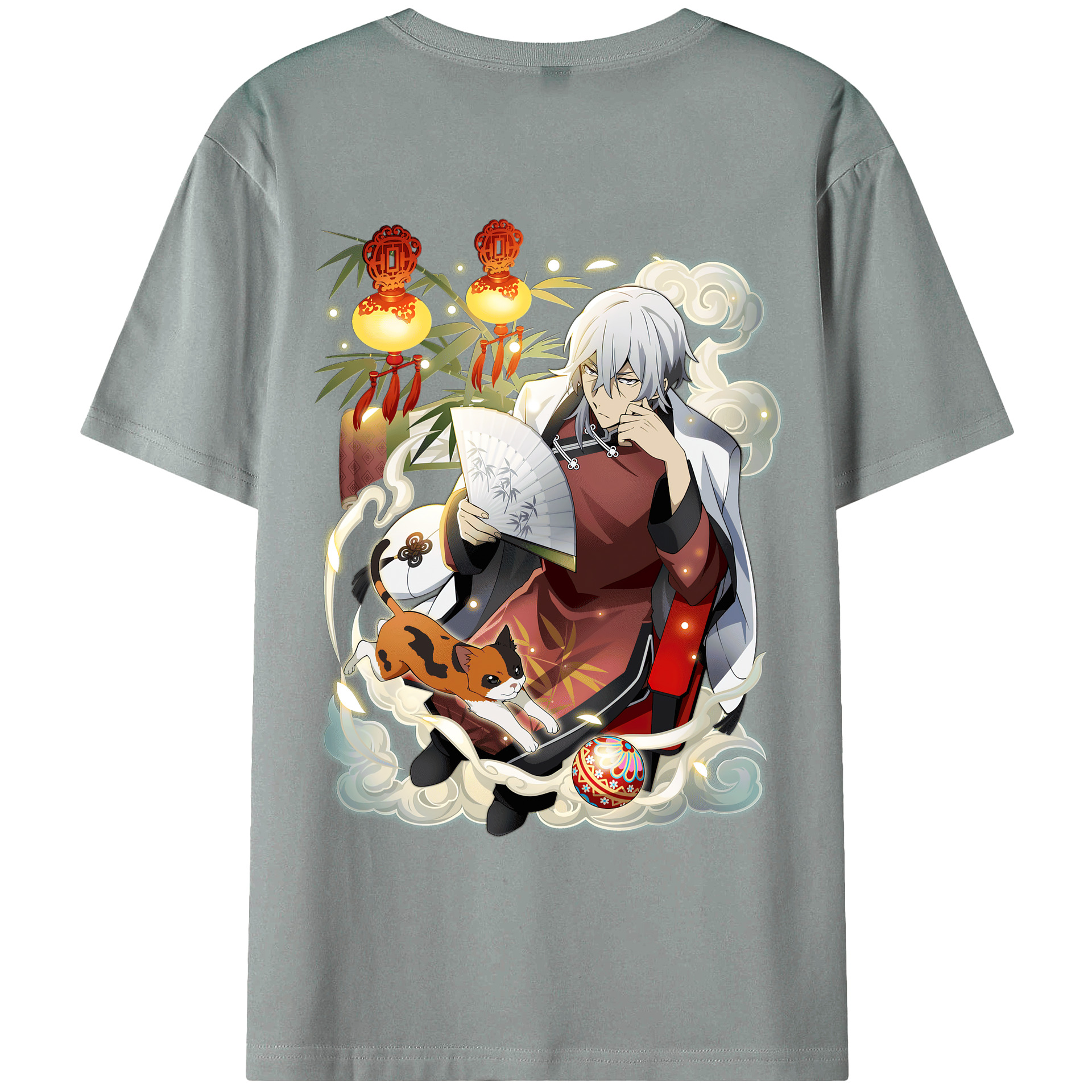 （画像用） 文豪ストレイドッグス Bungo Stray Dogs 綿100％ メンズ半袖Tシャツ（バックプリント） 通気性